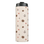 Cute Woodland Hedgehog &amp; Mushroom Pattern Thermal Tumbler