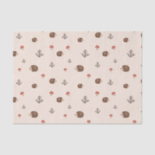 Cute Woodland Hedgehog & Mushroom Pattern Tissue Paper
