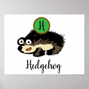 Cute Woodland Hedgehog Nursery Art Print