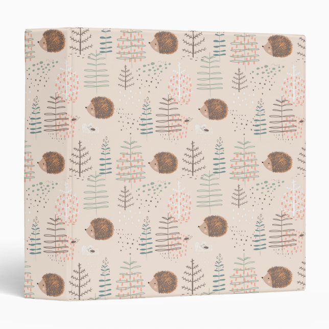 Cute Woodland Hedgehog Pattern 3 Ring Binder (Front/Spine)