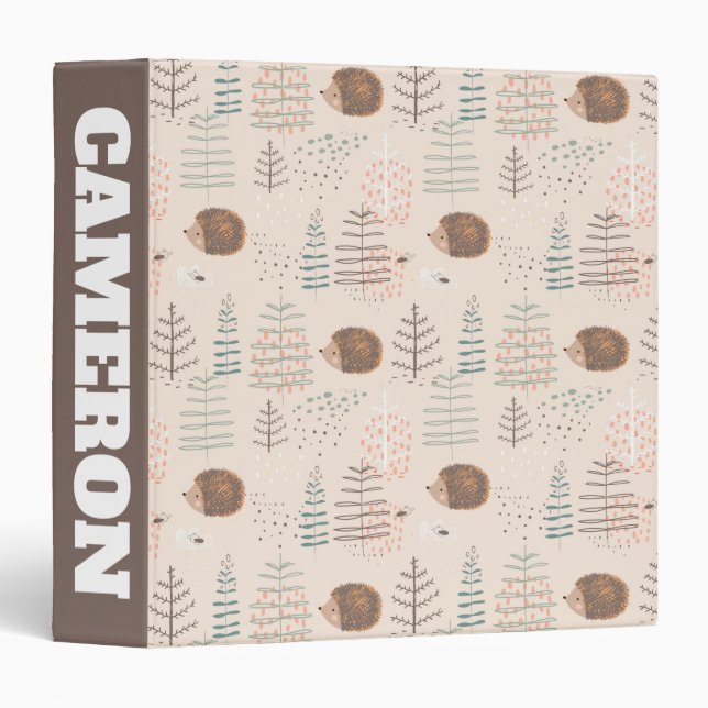 Cute Woodland Hedgehog Pattern 3 Ring Binder (Front/Spine)