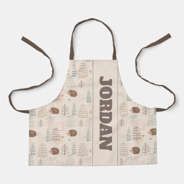 Cute Woodland Hedgehog Pattern Apron (Front)