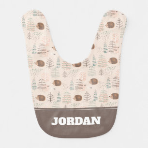 Cute Woodland Hedgehog Pattern Baby Bib