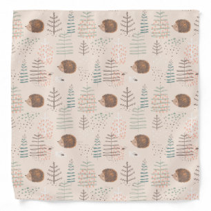 Cute Woodland Hedgehog Pattern Bandana