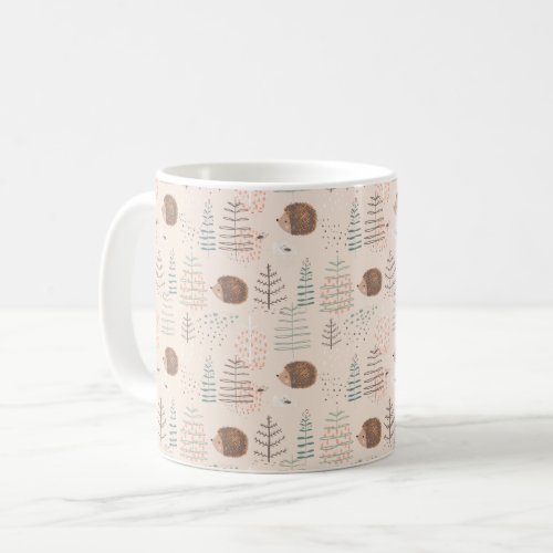 Cute Woodland Hedgehog Pattern Coffee Mug