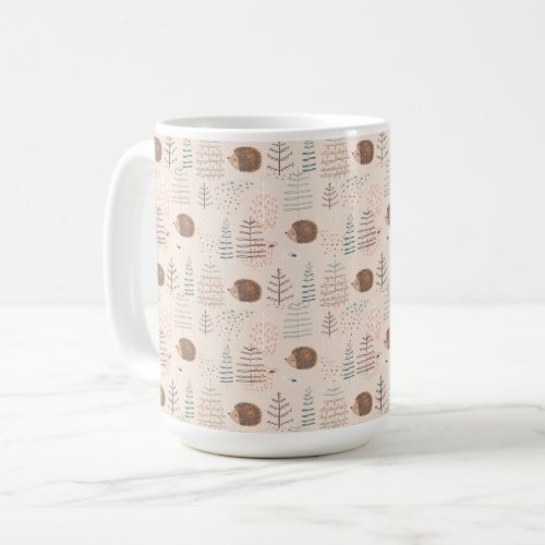 Cute Woodland Hedgehog Pattern Coffee Mug