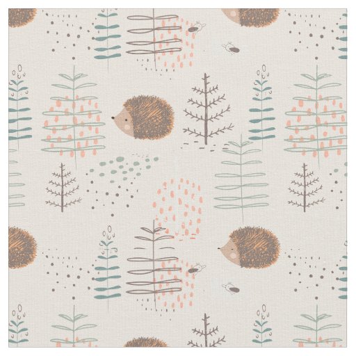 Cute Woodland Hedgehog Pattern Fabric