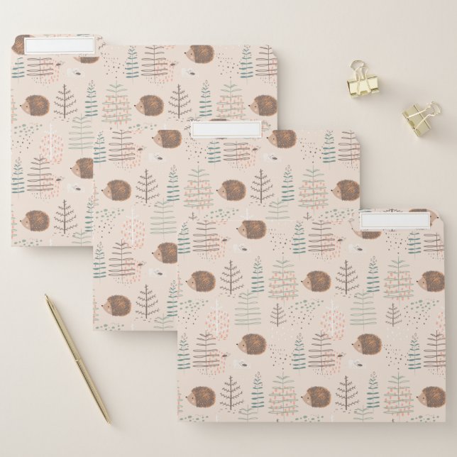 Cute Woodland Hedgehog Pattern File Folder (Set)