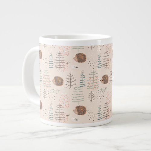 Cute Woodland Hedgehog Pattern Giant Coffee Mug