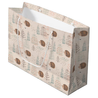 Cute Woodland Hedgehog Pattern Large Gift Bag