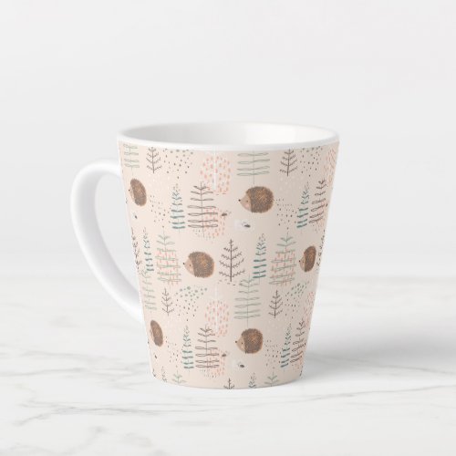 Cute Woodland Hedgehog Pattern Latte Mug