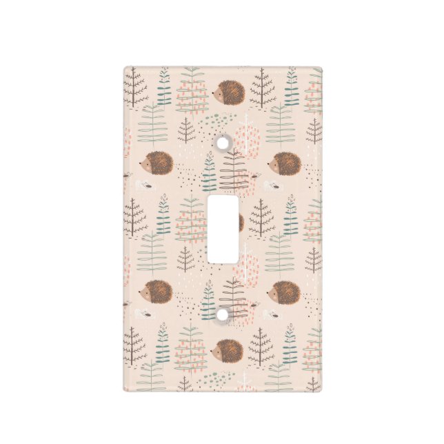 Cute Woodland Hedgehog Pattern Light Switch Cover (Front)