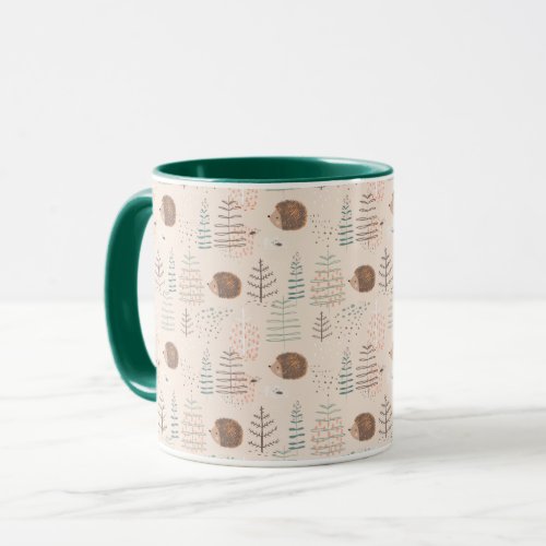 Cute Woodland Hedgehog Pattern Mug