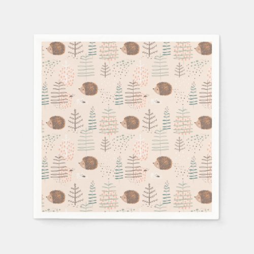 Cute Woodland Hedgehog Pattern Napkins