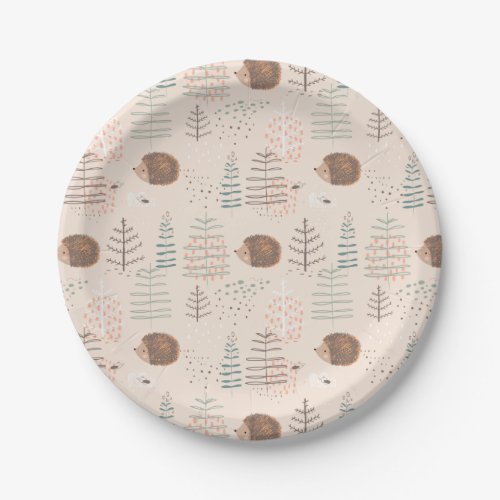 Cute Woodland Hedgehog Pattern Paper Plates