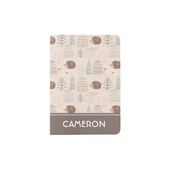 Cute Woodland Hedgehog Pattern Passport Holder (Front)