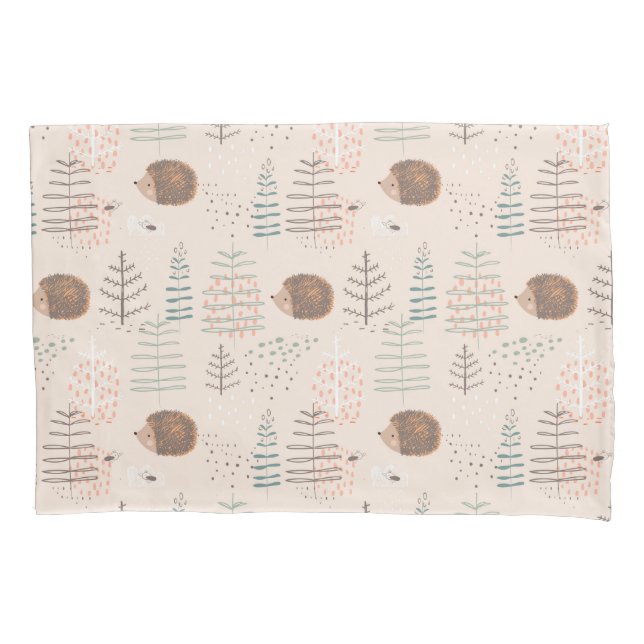 Cute Woodland Hedgehog Pattern Pillow Case (Front)
