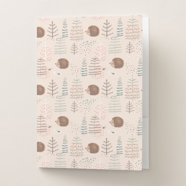 Cute Woodland Hedgehog Pattern Pocket Folder (Front)