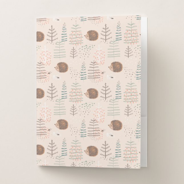 Cute Woodland Hedgehog Pattern Pocket Folder (Front)
