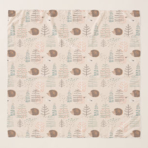 Cute Woodland Hedgehog Pattern Scarf
