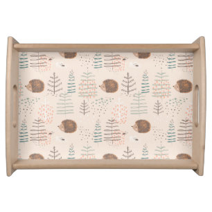 Cute Woodland Hedgehog Pattern Serving Tray