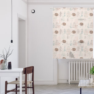 Cute Woodland Hedgehog Pattern Sheer Curtains
