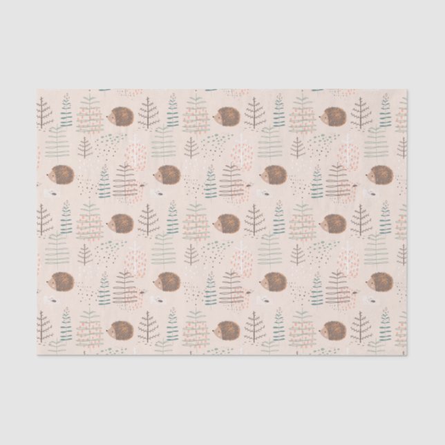 Cute Woodland Hedgehog Pattern Tissue Paper (Front)