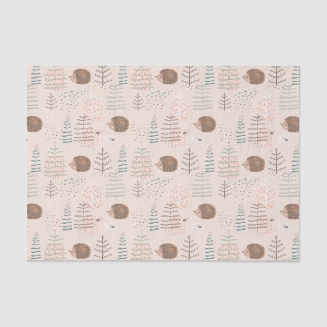 Cute Woodland Hedgehog Pattern Tissue Paper (Front)