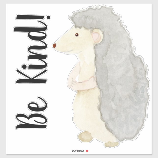 Cute Woodland Hedgehog Watercolor Be Kind Nursery Sticker (Sheet)