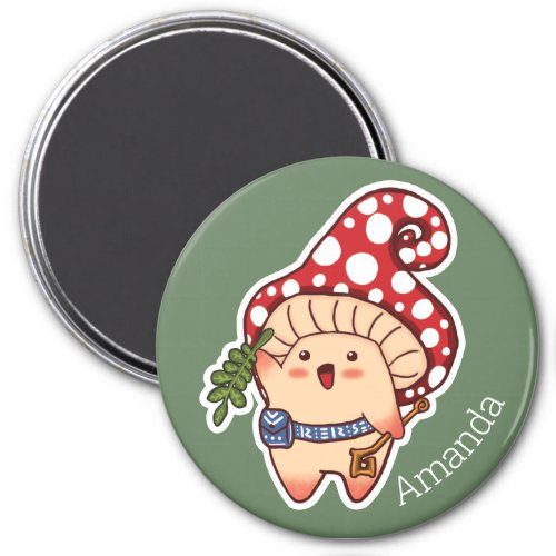 Cute Woodland Herbalist Mushroom Classic Round Sti Magnet