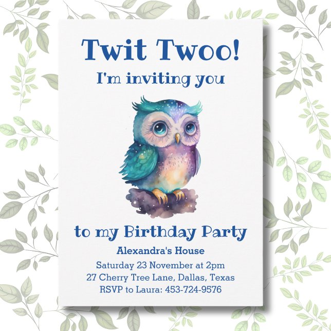 Cute Woodland Kids Owl Birthday  Invitation (Creator Uploaded)