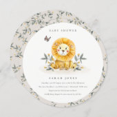 Cute Woodland Lion Foliage Baby Shower Invite (Front/Back)
