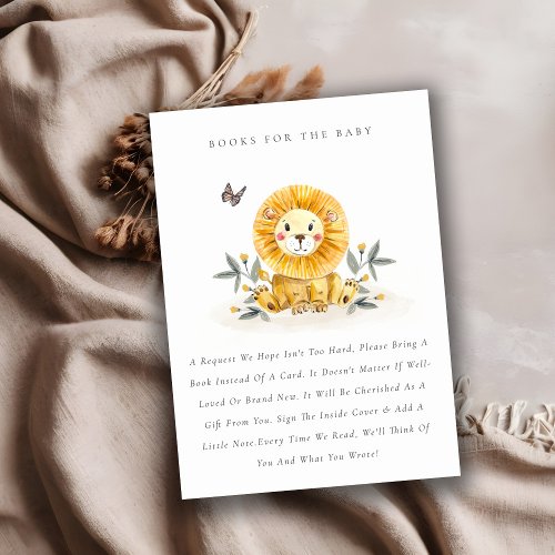Cute Woodland Lion Foliage Books For Baby Shower Enclosure Card