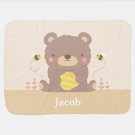 Cute Woodland Little Brown Bear Baby Blanket