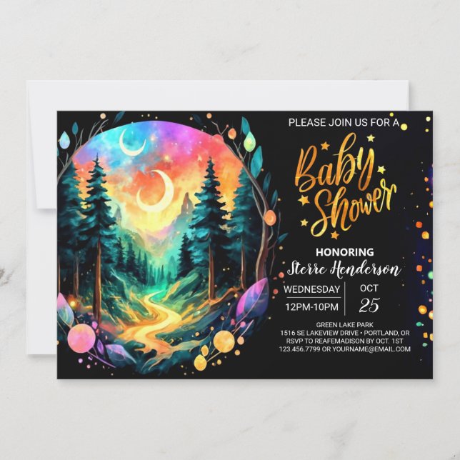 Cute Woodland Magic Adventure Baby Shower Invitation (Front)