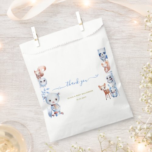 Cute Woodland Magical Animals Blue Boy Baby Shower Favor Bag