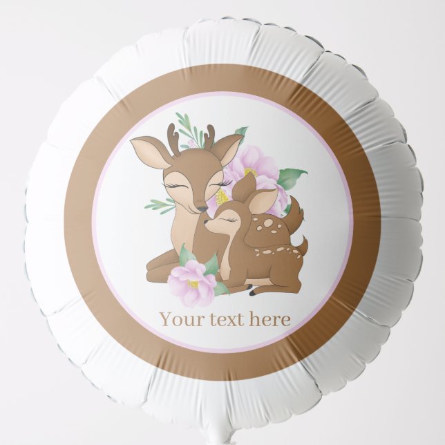 Cute woodland Mommy baby deer party Balloon (Front)