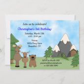 Cute Woodland Mountain Animals Boy's Birthday Invitation (Front)