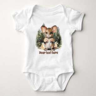 cute woodland mouse add text unisex baby bodysuit