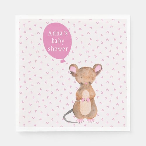 Cute Woodland Mouse Baby Shower Paper Napkins