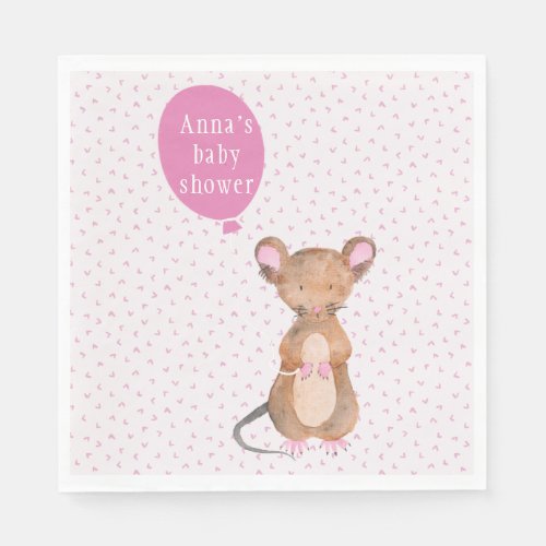 Cute Woodland Mouse Baby Shower Paper Napkins