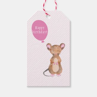 Cute Woodland Mouse Birthday Gift Tags