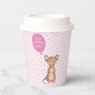 Cute Woodland Mouse | Custom Birthday Paper Cup