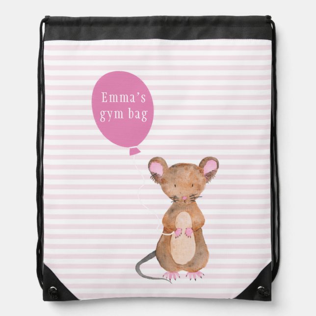 Cute Woodland Mouse Custom  Drawstring Bag (Front)