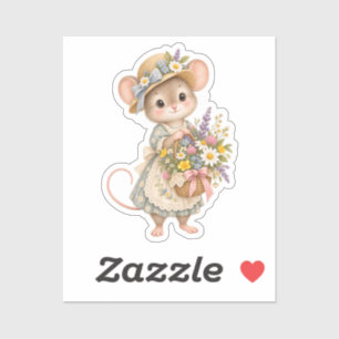 Cute Woodland Mouse – European Cottage Garden Illu Sticker