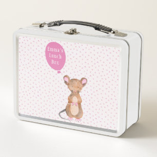 Cute Woodland Mouse Girls Metal Lunch Box