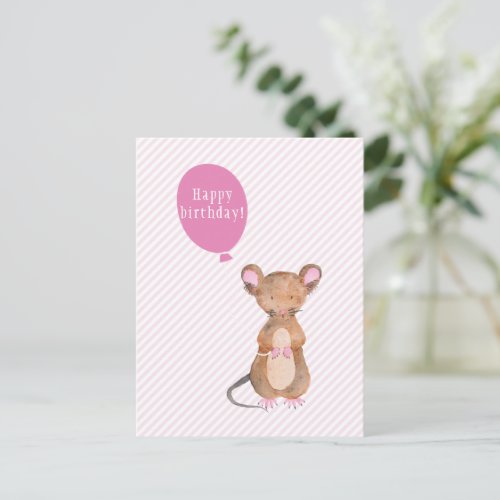 Cute Woodland Mouse _ Kids Birthday Invitation Postcard