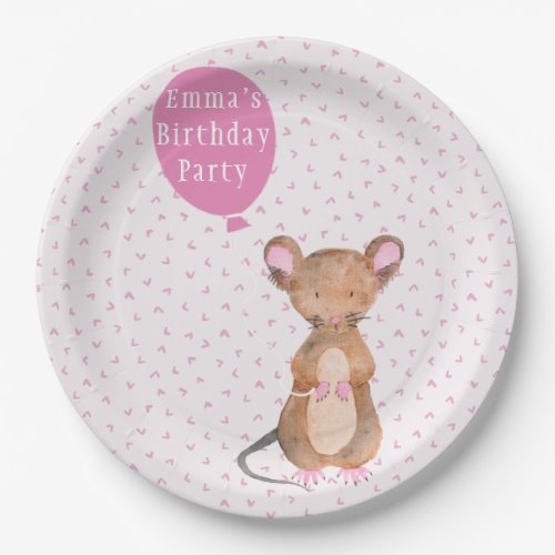 Cute Woodland Mouse  Kids Birthday Paper Plates