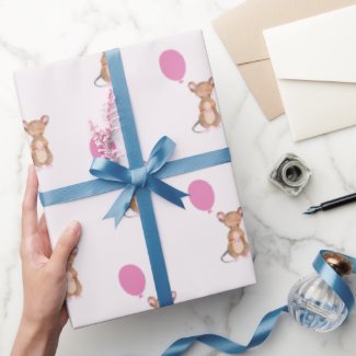 Cute Woodland Mouse Matte Wrapping Paper, 30