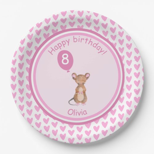 Cute Woodland Mouse _ Personalized Kids Birthday  Paper Plates